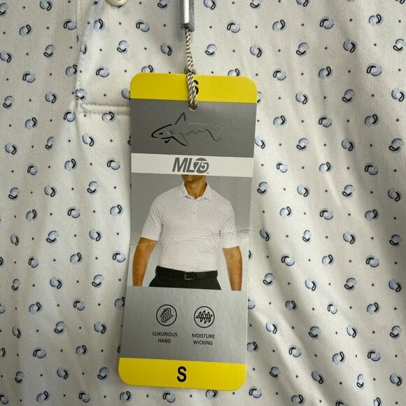 NEW Greg Norman Men's S White Patterned Polo Golf Shirt - Picture 8 of 9
